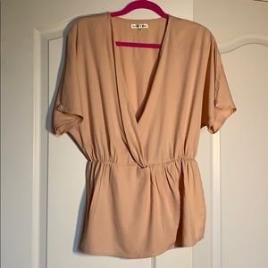 Peachy pink V Neck blouse.  Size small